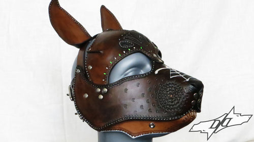 Sugar skull Hood 1950.00 Hoods Leather Hoods The Dapper Doberman The Dapper Doberman Leather Premium kink bdsm fetish kinky pet play pup play puppy play dog play lifestyle doggy play human pet play demmy design bondage